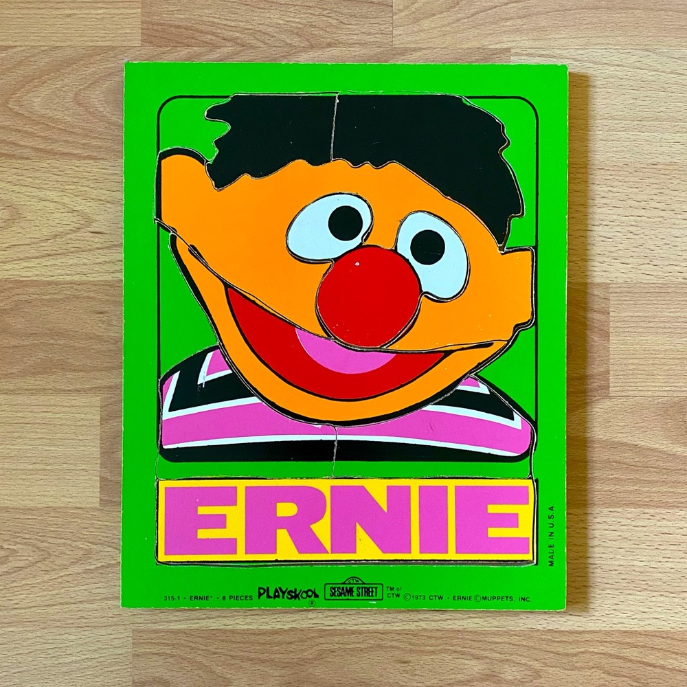 🧩VINTAGE 1973 SESAME STREET PLAYSKOOL WOOD PUZZLE